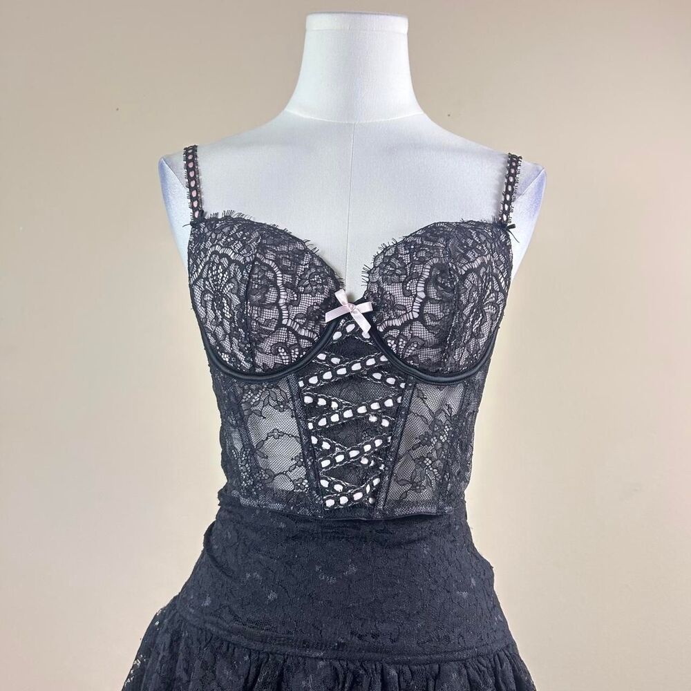 Victoria’s Secret Dark Coquette Pink and Black Corset